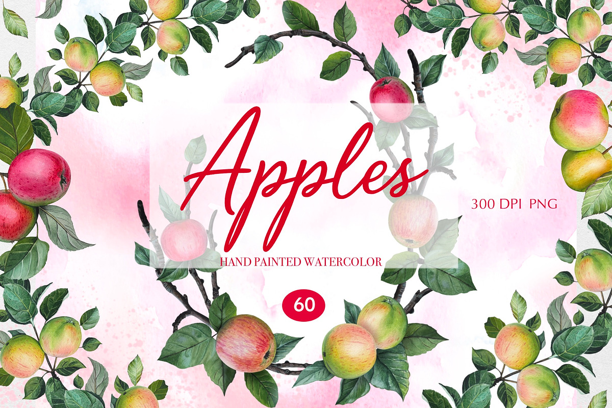 Watercolor Apple Garden Clipart, an Illustration by DiashaArt (Photo 1 of 11)