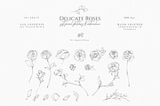 Delicate Roses - Hand Drawn Clipart, a Texture Illustration by Aquarellina (Thumbnail 15 of 15)