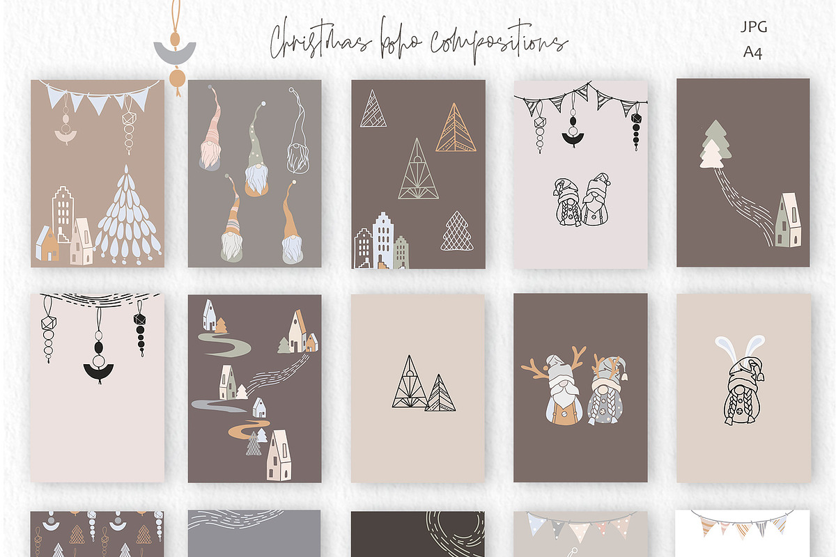 Boho Scandi Christmas CLIPART, a Decorative Illustration by ArtOLB (Photo 2 of 8)