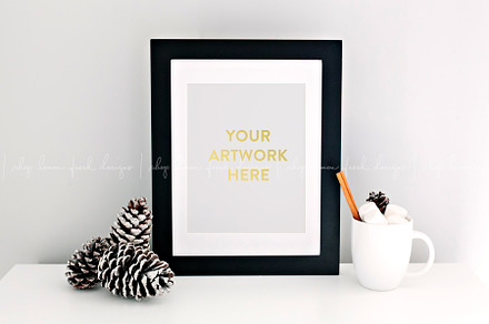 Christmas Holiday Black Frame Mockup