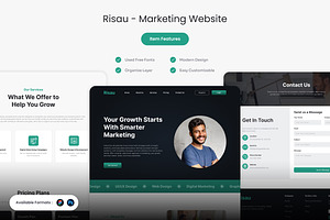 Risau - Marketing Website Template, an UI Kit Template by Kmg Design
