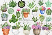 Watercolor Succulent Clipart, an Illustration by Creative Art (Thumbnail 1 of 10)