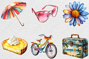 Watercolor Vintage Summer Clipart, an Illustration by Black Bird Studio (Thumbnail 6 of 6)