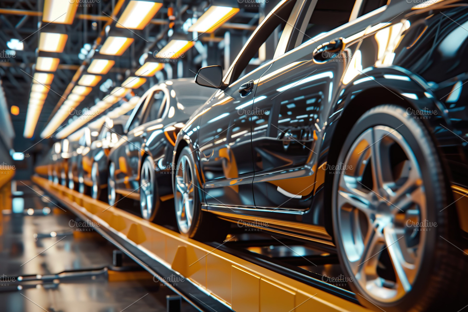 Line production of new cars in modern factory, an Industrial Photo by AlyaAnd