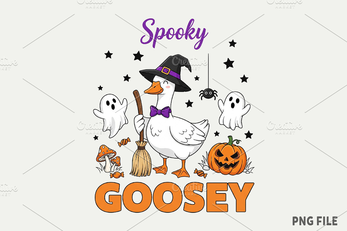 Spooky Goosey PNG-Witchy goose png, an Illustration by Watercolor design (Photo 1 of 3)