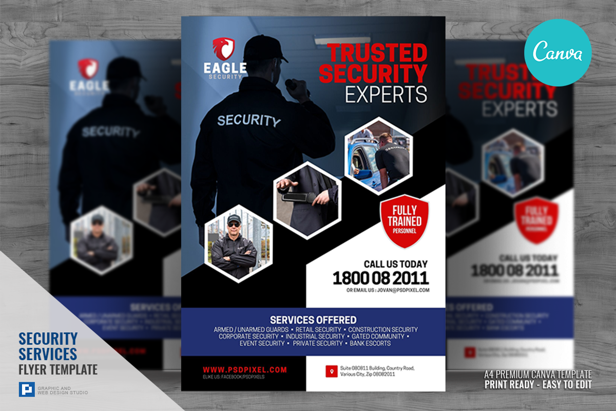 Security Services Company Canva, a Flyer Template by PSDPixel (Photo 1 of 4)