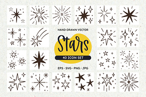Stars & Sparkle Doodle Icons, an Outline Icon by insemar