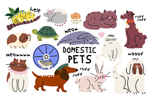 Domestic Pets Vector Illustrations, an Animal Illustration by Luamor