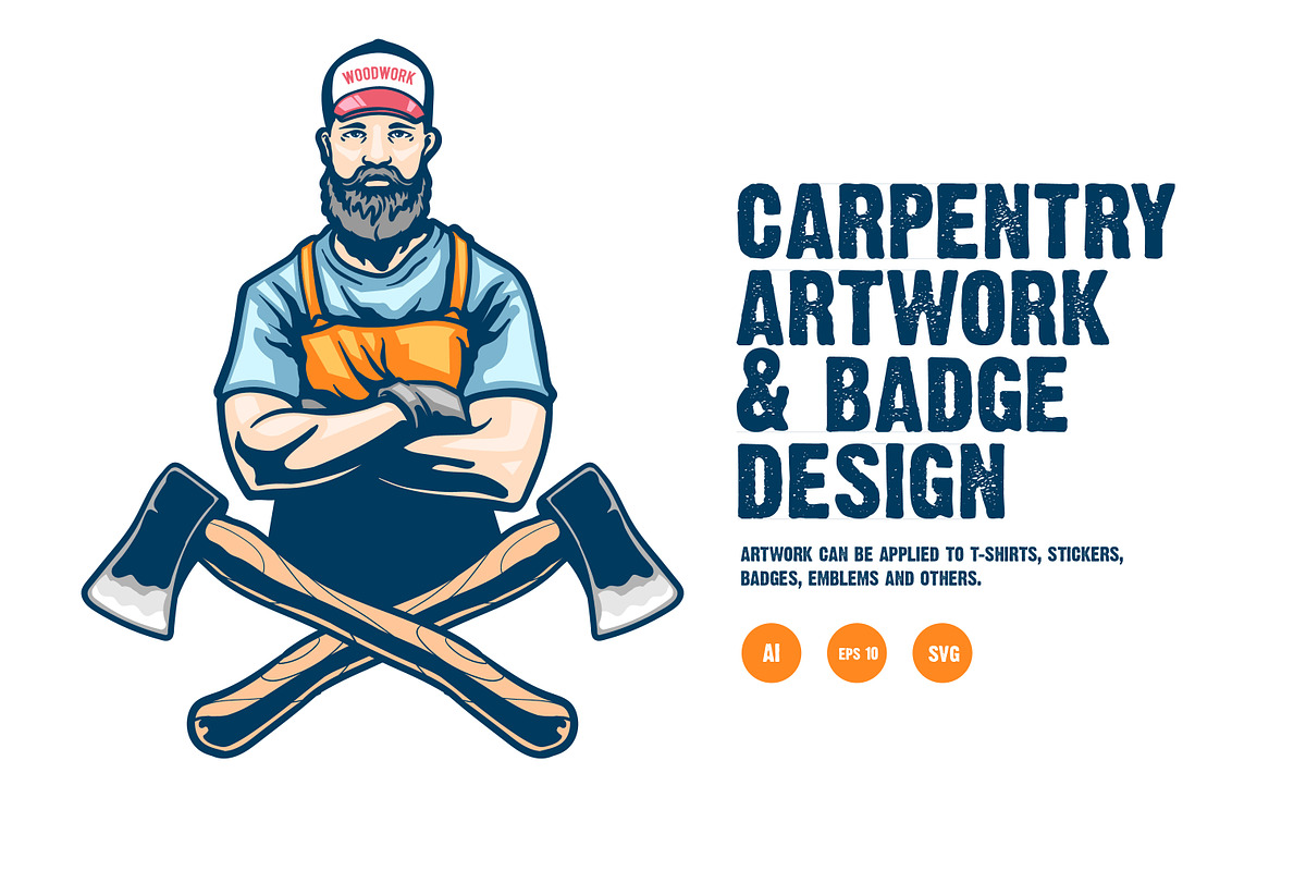 CARPENTRY wood work BADGE bundel, a Branding & Logo Template by grindstudio (Photo 1 of 5)
