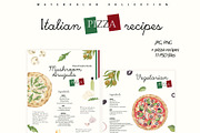 Italian Pizza Watercolor Recipe Set, a Food Illustration by Sunshine Art (Thumbnail 12 of 13)