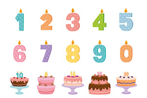 Birthday Candle Cakes Set, a Templates & Theme by studiogstock