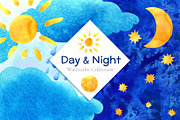 Day and night. Watercolor Collection, a Texture Illustration by Color_Brush (Thumbnail 1 of 10)