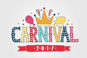Carnival Lettering Card Design, a Poster Template by Svetlana Kurako