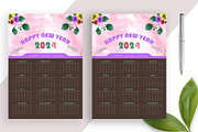 One-Page Wall Calendar 2024 Design, a Stationery Template by Annudesign (Thumbnail 1 of 7)