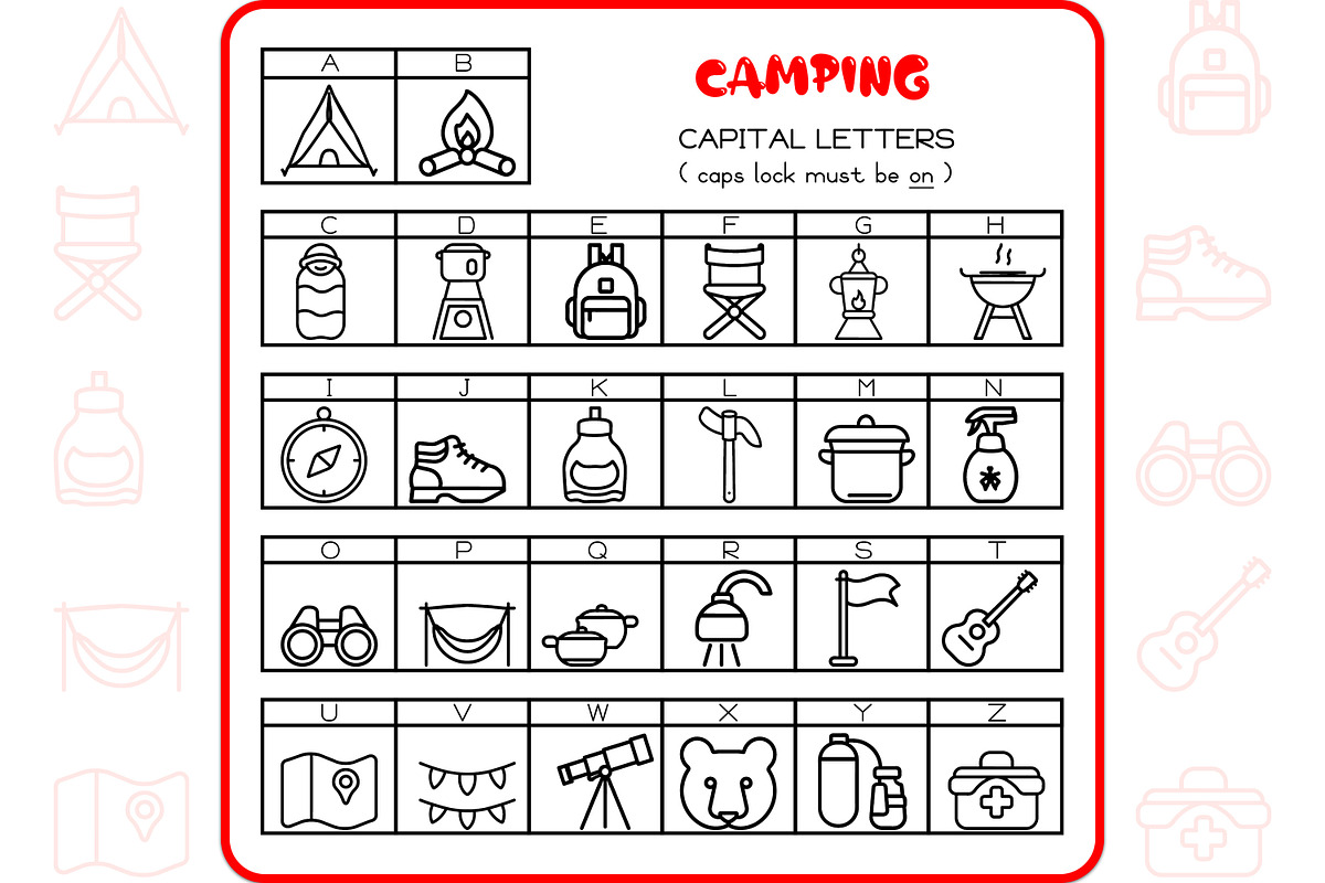 Camping Icons - Dingbat Font, a Symbol Font by WADLEN (Photo 2 of 7)