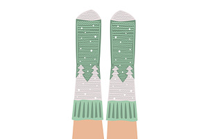 Female legs in woolen knitted socks, a Person Illustration by Toltemara