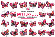 Whimsical Pink Red Butterflies PNG, an Illustration by cherrydesign (Thumbnail 1 of 4)
