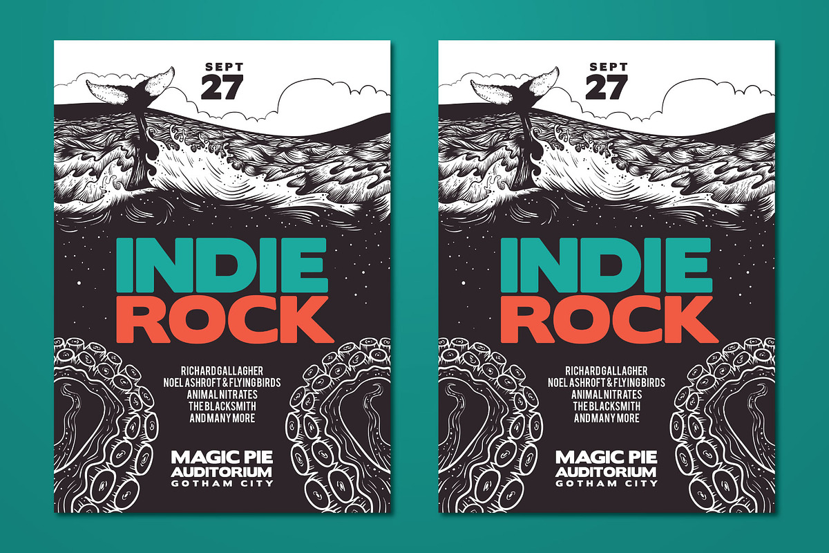 Hand Drawn Ocean Indie Rock Flyer, a Flyer Template by ashenterprise (Photo 2 of 3)