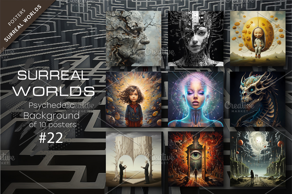 Bundle Surreal worlds 22.Psychedelic, a Decorative Illustration by KENO Mascots (Photo 1 of 6)