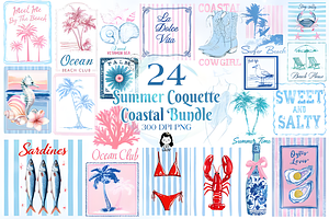 Coquette Coastal Summer Clipart Bund, a Seasonal Illustration by Ink Gallery