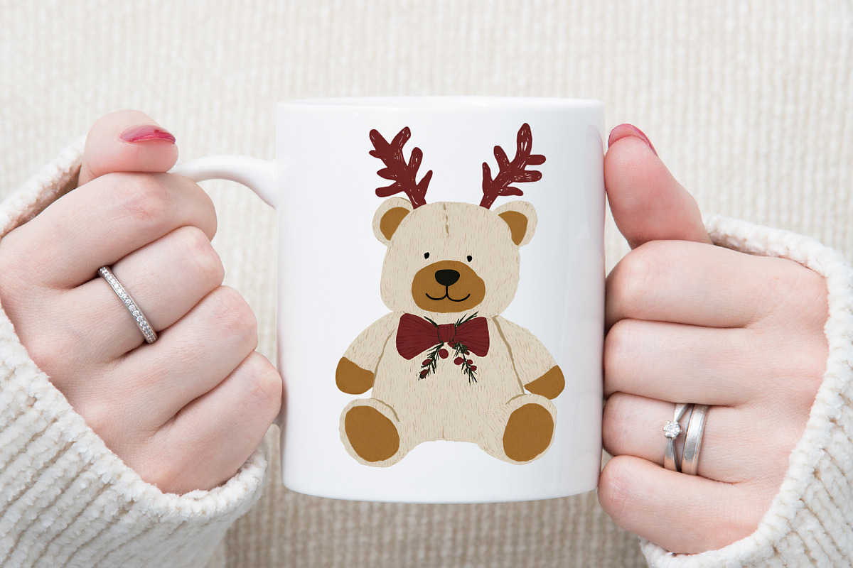 Watercolor Christmas Teddy Bear Clip, an Animal Illustration by Sublimation Artist (Photo 5 of 6)