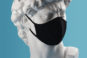 Gypsum David bust head in cloth face