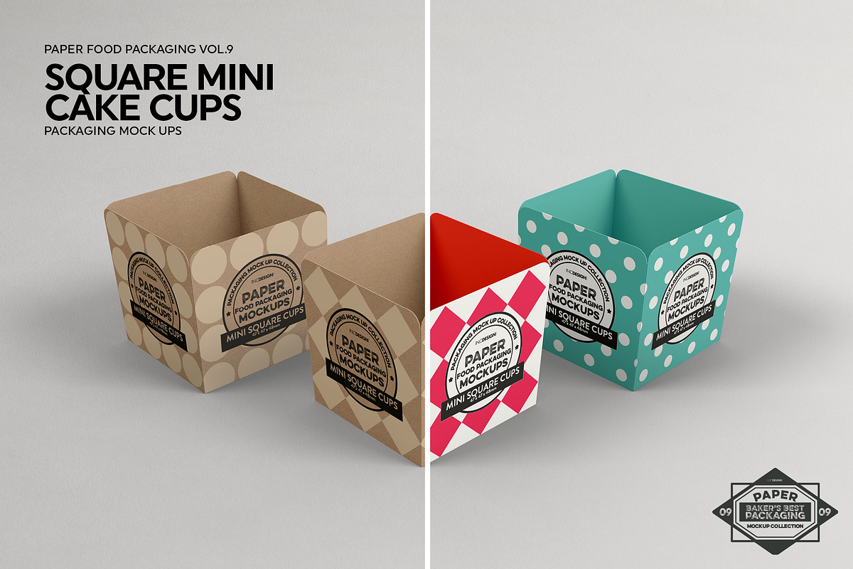 Square Cake Cups Packaging Mockup, a Cups & Container Mockup by INCDesign (Photo 5 of 7)