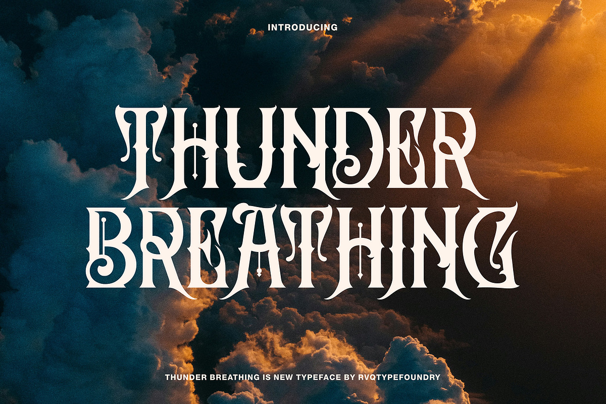 Thunder Breathing, a Blackletter Font by Rvq Type Foundry (Photo 1 of 5)