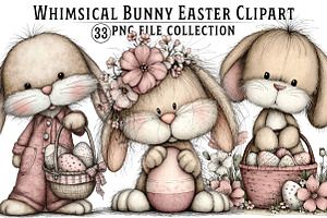 Happy Easter Bunny Clipart, an Illustration by Dream Creation