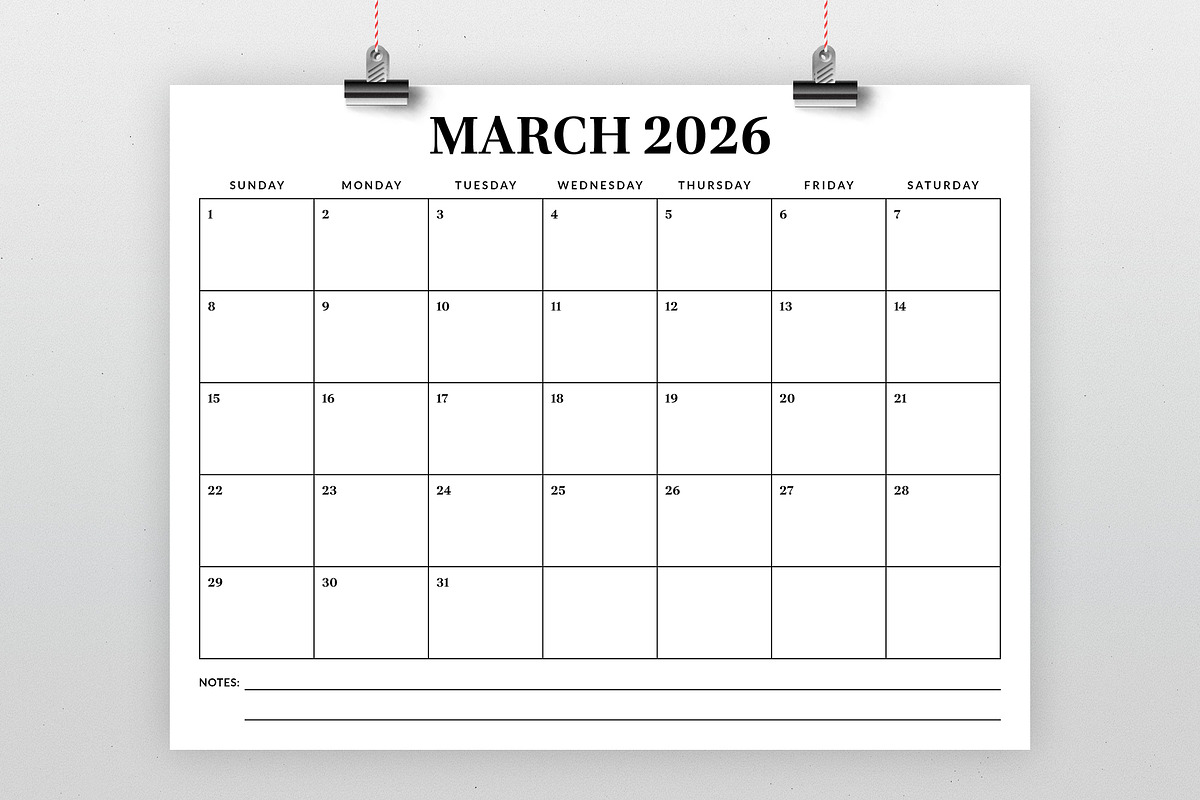 2026 8.5 x 11 Inch Calendar Template, a Stationery Template by Running With Foxes (Photo 2 of 5)