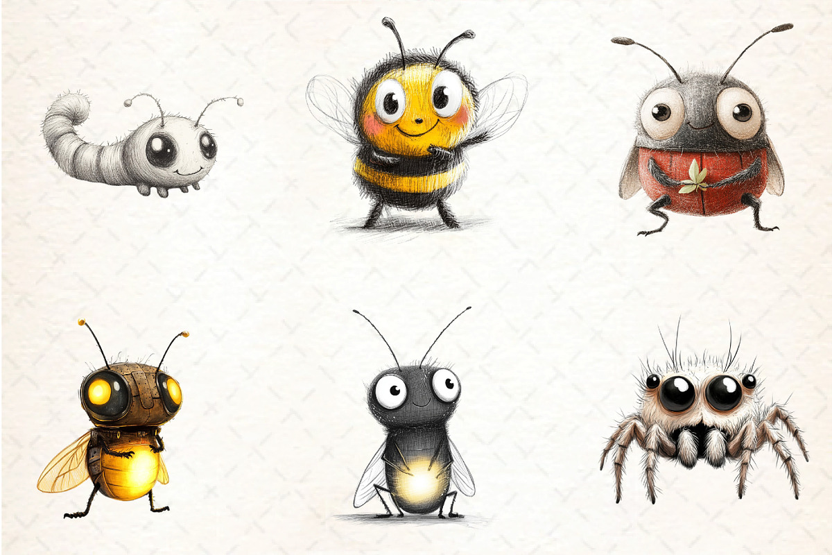 Whimsical Insect Clipart Set, an Illustration by DreamCafeArt (Photo 6 of 7)
