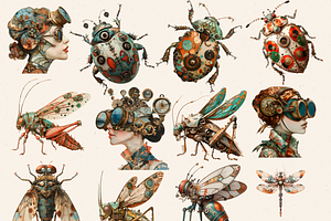 STEAMPUNK ENTOMOLOGIST CLIPART PACK