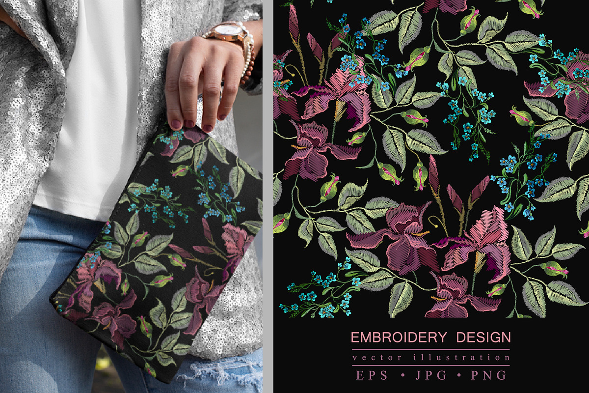 Spring purple irises pattern, a Pattern Graphic by Matrioshka (Photo 1 of 6)