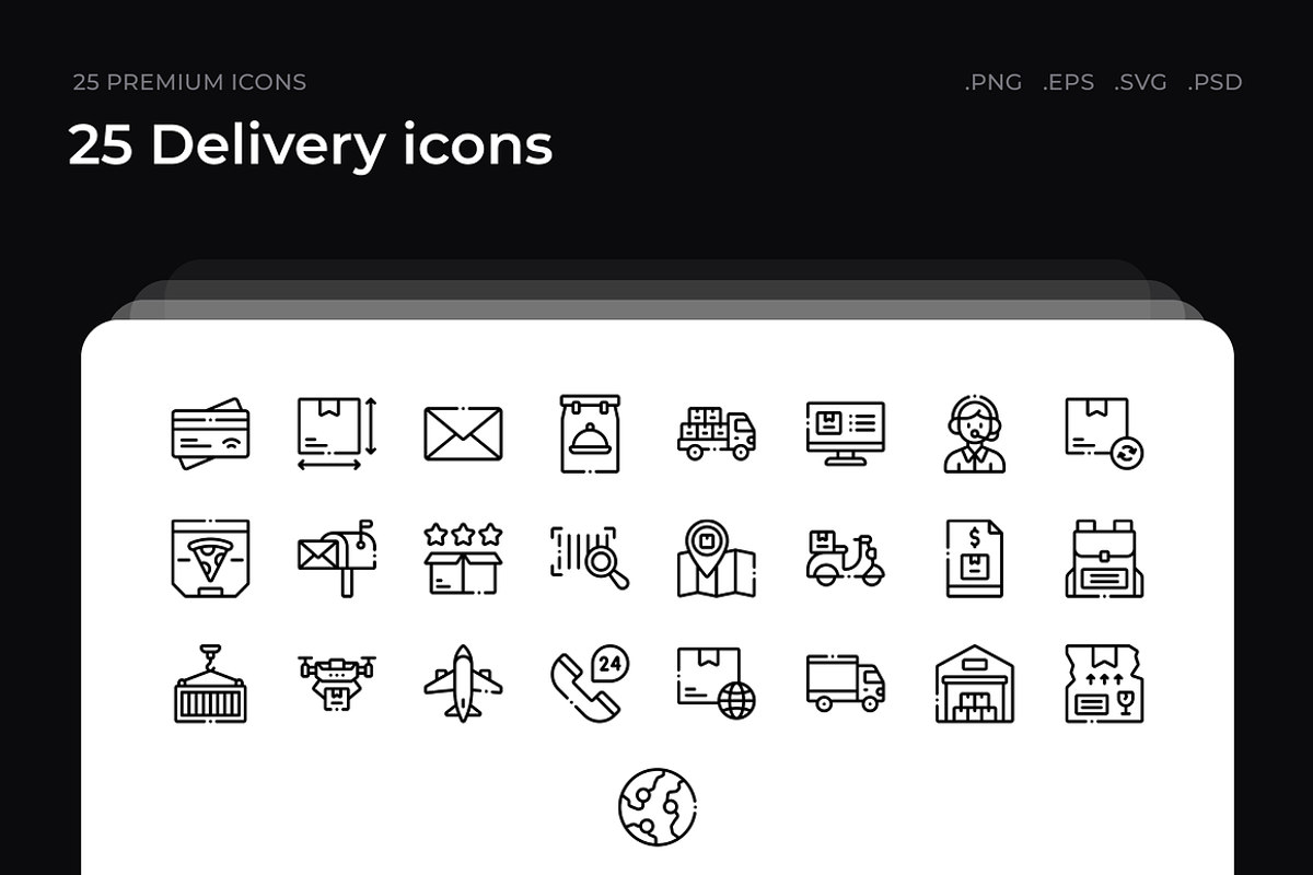 25 Delivery icons, an Outline Icon by Wencory