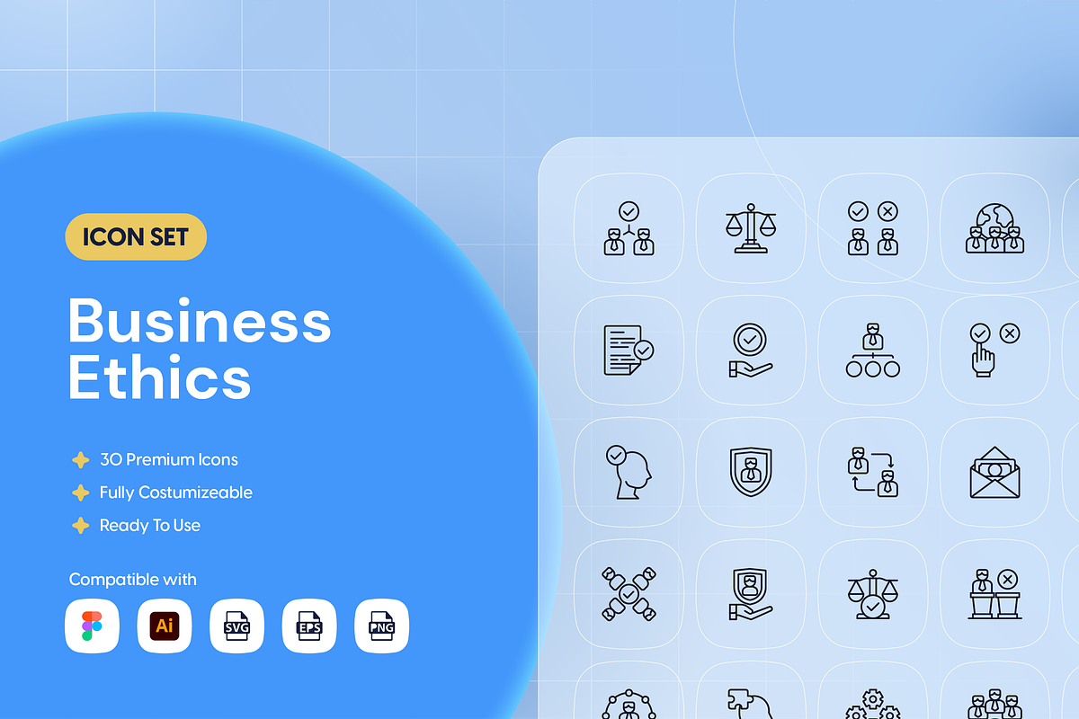 Business Ethics Icon Set, an Outline Icon by Nathaya Studio (Photo 1 of 2)
