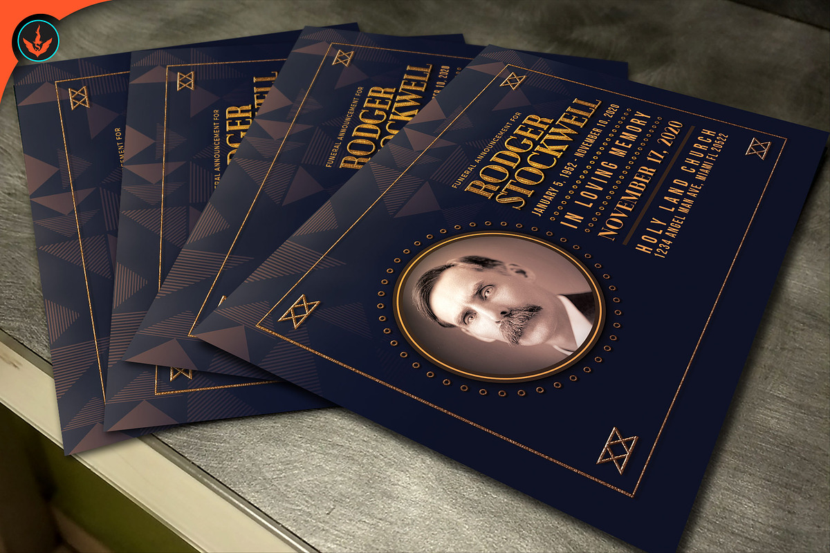 Art Deco Funeral Announcement Card, a Flyer Template by SeraphimChris (Photo 4 of 5)