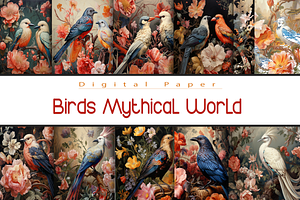 Birds Mythical World, a Background Graphic by Printable Treasure