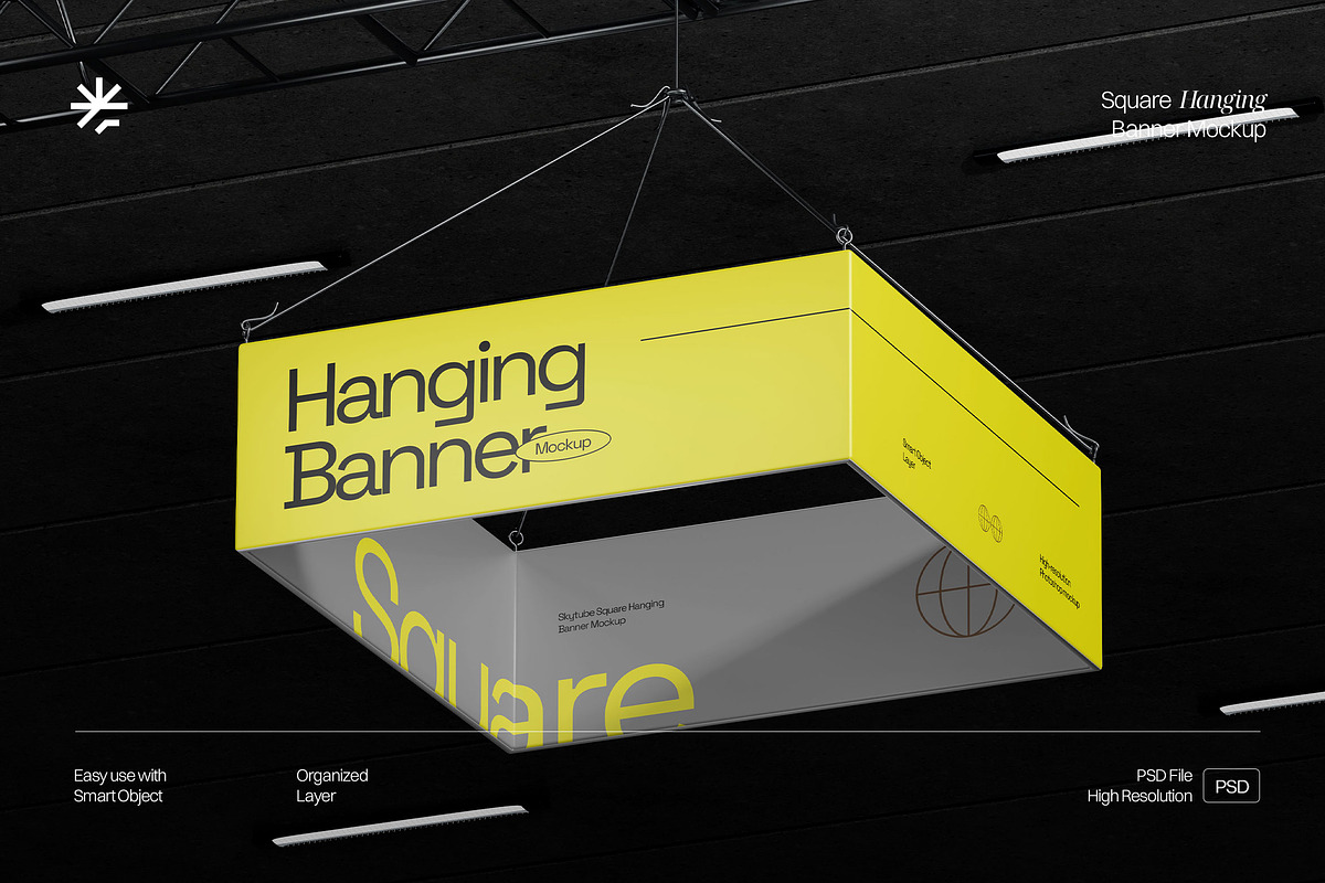 Square Hanging Banner Mockup, a Product Mockup by fakhroo (Photo 1 of 3)