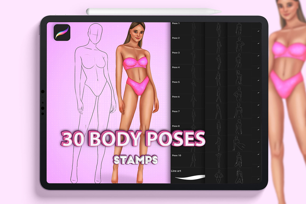 Procreate female poses, a Brush Add-On by KsTumanova (Photo 1 of 2)