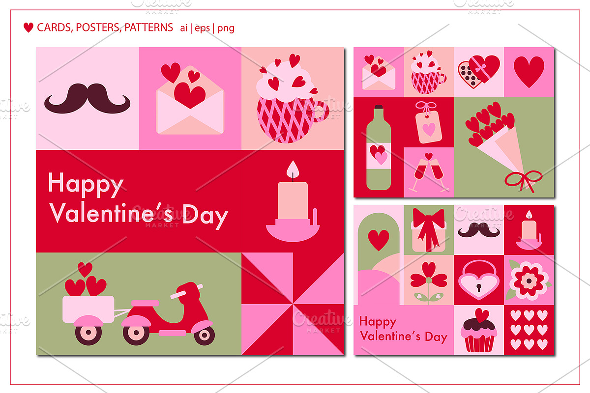 Happy Valentine's Abstract set, an Object Illustration by ArtPavo (Photo 5 of 9)