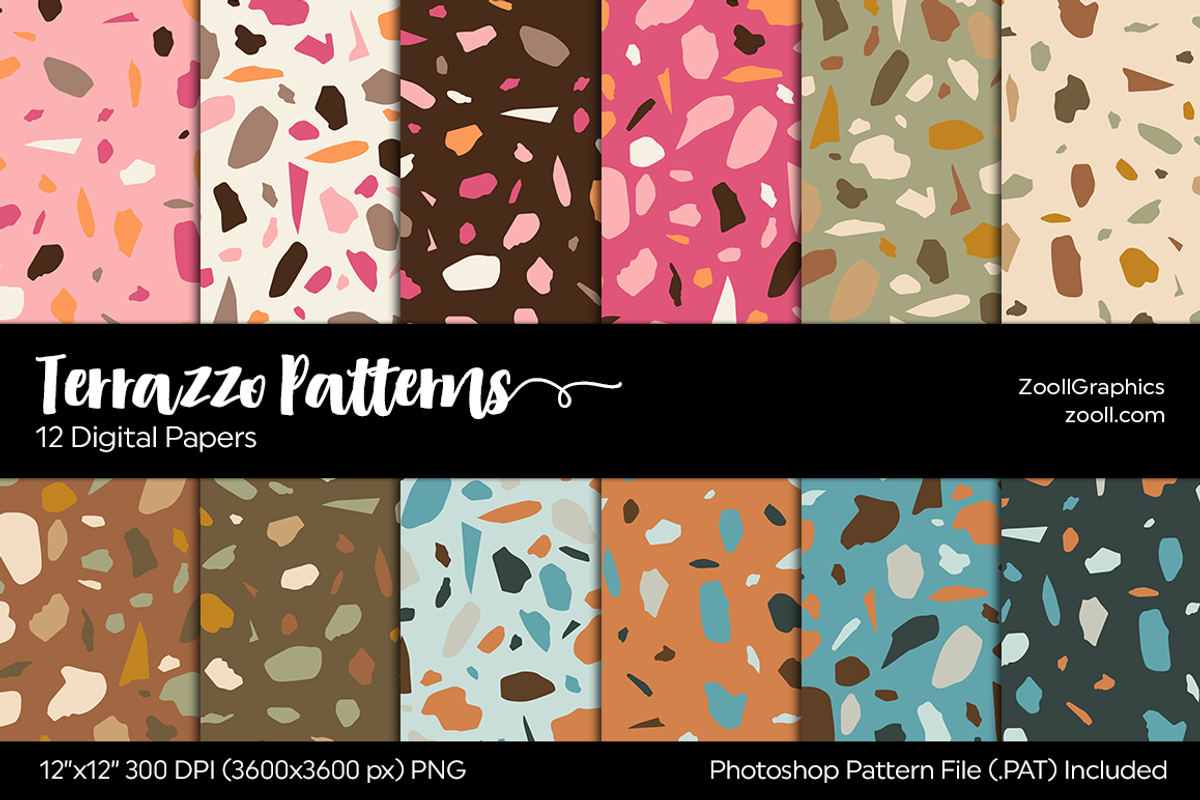 Terrazzo Digital Papers, a Pattern Graphic by ZoollGraphics