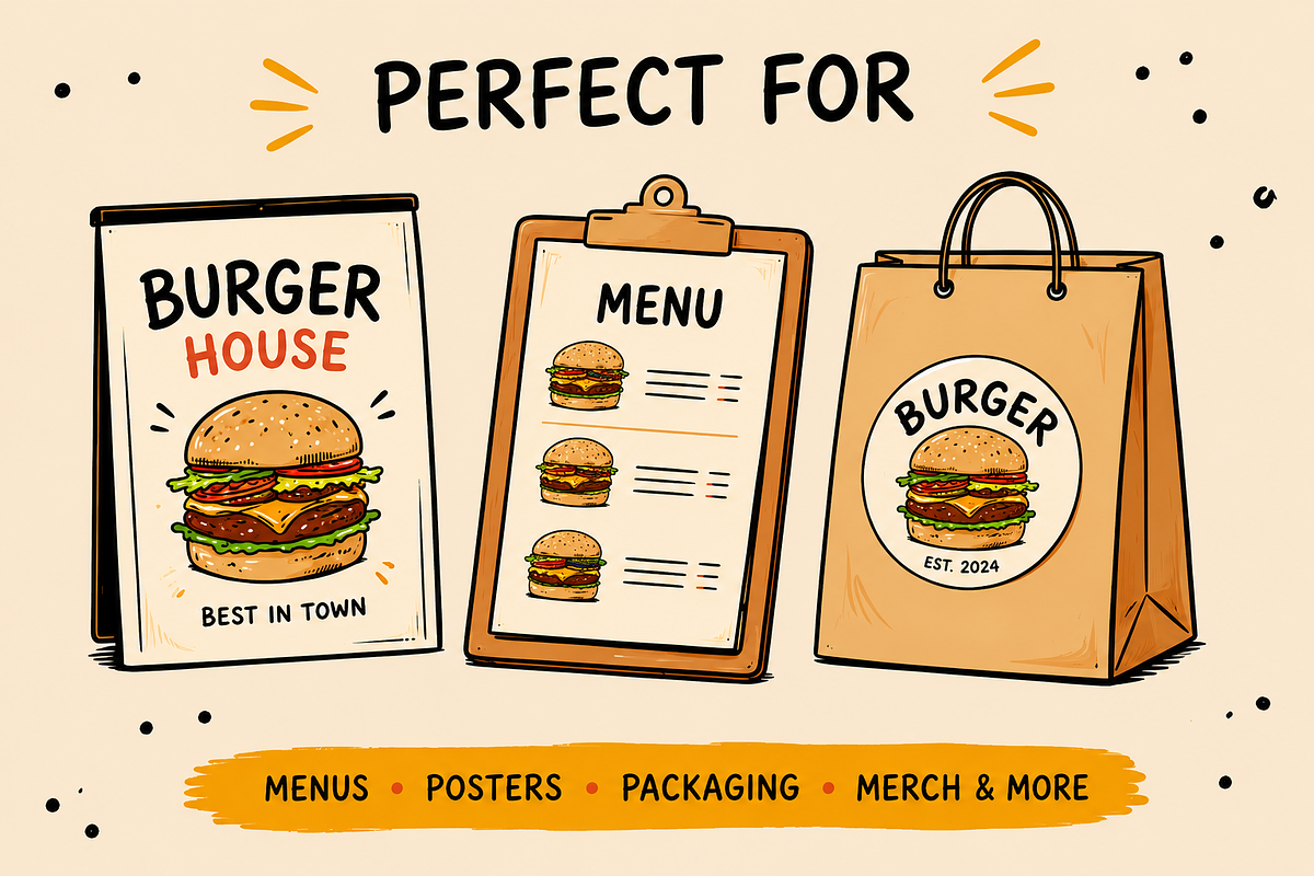 Burger Doodles & Fast Food Clipart, a Food Illustration by Oktyabr (Photo 3 of 4)