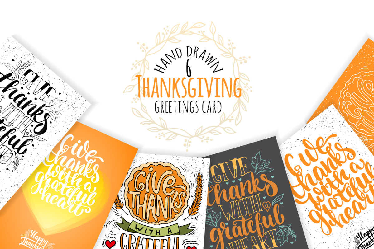 6 Hand drawn Thanksgiving card, a Card Template by Tumana_Net (Photo 1 of 3)