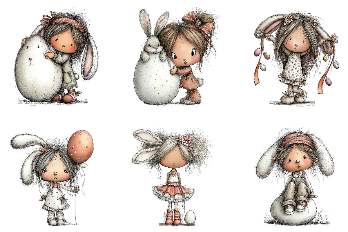 Easter Bunny Girl Clipart, an Illustration by CreationArt (Photo 5 of 6)