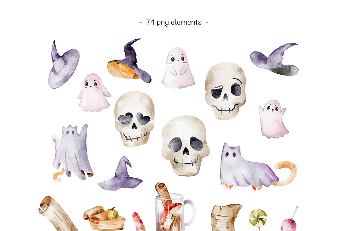 Magic Cat: Halloween PNG Clipart, an Object Graphic by Pattern + watercolor (Photo 11 of 13)