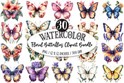 Watercolor Floral Butterflies Clipar, an Illustration by Designking (Thumbnail 1 of 5)