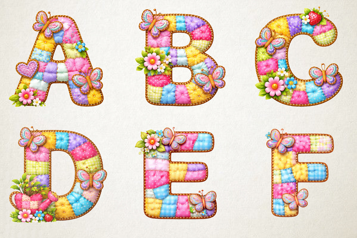 Easter Patchwork Alphabet PNG Bundle, an Illustration by RobertsArt (Photo 2 of 7)