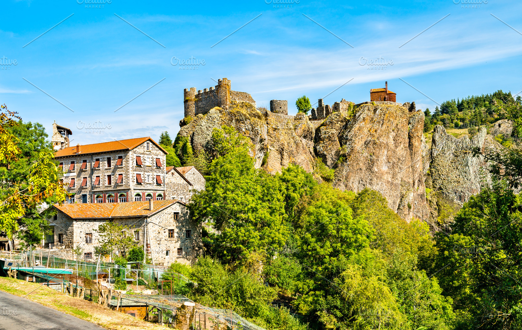 Arlempdes village with its castle on featuring france, arlempdes, and castle, an Architecture Photo by Leonid Andronov