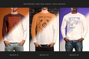 Men Long Sleeve T-Shirt Mockups