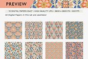 Blue Orange Floral Seamless Patterns, a Pattern Graphic by Maishop (Thumbnail 4 of 4)
